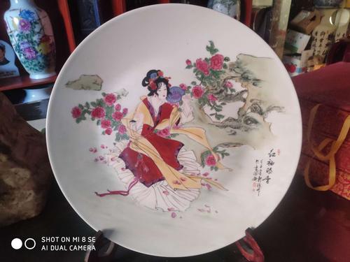 景德镇精品瓷器高级工艺美术师手绘中国古代四大美女赏盘